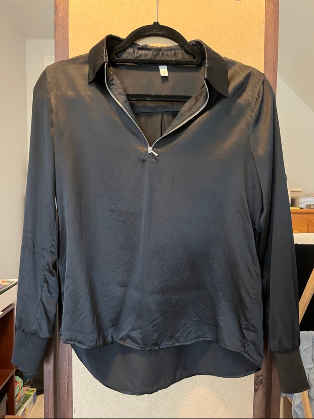 Lilysilk Black Silk Quarter Zip